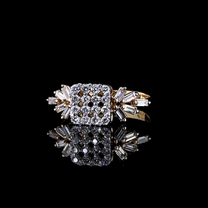 Luxury Vintage Square Cluster Lab <b>Diamond</b> <b>Ring</b> with Round Brilliant Cut Side Stones 14K Gold Wedding Gift - Product Image 1