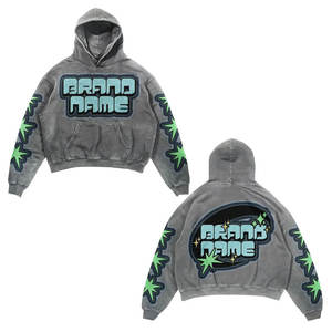 Sudadera con Capucha de Felpa Francesa de Algodón de Alta Calidad Personalizada, Sudadera Corta Desgastada y Rasgada de Moda Urbana Popular - Product Image 2