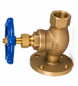 Válvula de globo de bronce de 1/2 pulgada con brida de un lado, vástago elevable roscado de un lado, tapa roscada, asiento integral y volante manual - Product Image 4