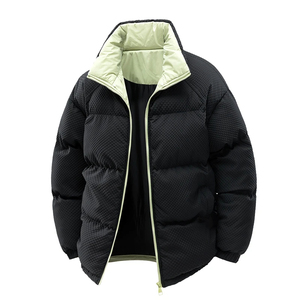 Chaqueta acolchada para hombre, azul claro, con cuello alto y capucha, gruesa, con cremallera, estilo informal, para otoño - Product Image 4