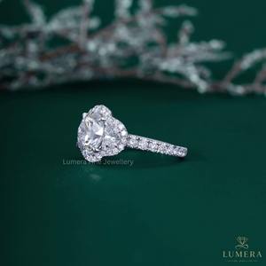4.7CT Round Cut Lab Grown Diamond Three Stone Halo Engagement <b>Ring</b> 18K White Gold Half <b>Moon</b> Side Stones Pave Band Bridal <b>Ring</b> - Product Image 2
