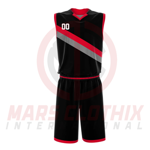 ชุดเสื้อและกางเกงบาสเก็ตบอลแบบเย็บติดกัน พิมพ์ลายแบบ Sublimation  ออกแบบชุดยูนิฟอร์มบาสเก็ตบอลของทีมคุณเองสำหรับผู้ชาย - Product Image 2
