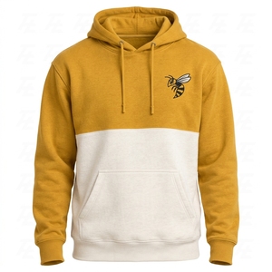 Sweat-shirt à capuche pour homme, color block, avec logo abeille brodé, en molleton de coton, avec poche kangourou, décontracté, automne - Product Image 1