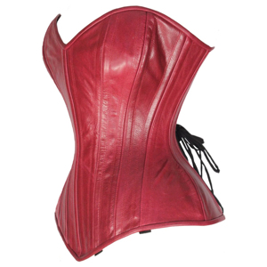 Corset en cuir rouge pour femme, effet gainant et sculptant, avec fermeture à agrafes, taille adulte - Product Image 5