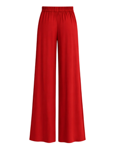 Pantalon large rouge personnalisé pour femme, taille haute, avec cordon de serrage, coupe décontractée, droit, doux et confortable, idéal pour la détente et la mode. - Product Image 5