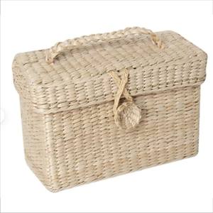 Panier de rangement en rotin tissé à la main avec couvercle, bac décoratif en osier pour l'organisation de la maison, panier rectangulaire en fibres naturelles durables - Product Image 5