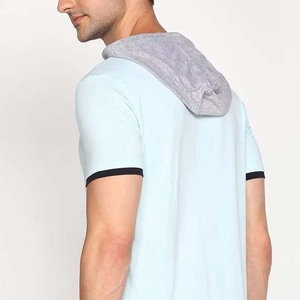 Customized Embroidered Printing <b>Short</b> <b>Sleeves</b> <b>Men's</b> <b>Hoodie</b> Quick Dry Breathable Eco-Friendly Gym Sports 100% Cotton Material - Product Image 3