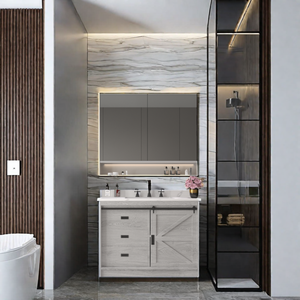 Muebles JY Vietnam, Gran Venta 2025, Mueble de Baño Moderno de Alta Calidad con Estructura de Madera Melamina, Lavabo de Cerámica y Espejo LED - Product Image 1