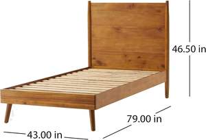LikeHome Archer Queen Bed Frame with Solid Acacia Wood Light Finish Modern Boho Design and Traditional Style <b>Headboard</b> - Product Image 5