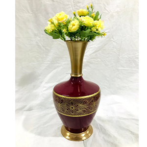 Jarrón elegante, jarrón de cerámica de oro rojo, jarrón de mesa moderno, contenedores para arreglos florales para exhibir ramos de flores secas - Product Image 3