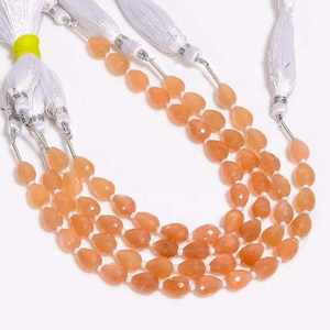 Natural <b>Peach</b> Moonstone Faceted Teardrop Shape Loose Gemstone Beads 6-8MM Moonstone Beads For Jewelry Making Wholesale Bulk - Product Image 2