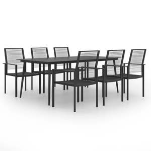 Conjunto de Comedor Grande y Resistente, de Acero con Recubrimiento en Polvo Negro, para Jardín - Product Image 1