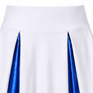 Ensemble uniforme de cheerleading sublimé blanc et bleu sans manches, haut court et jupe pour équipe sportive, tenue de performance et d'entraînement - Product Image 6