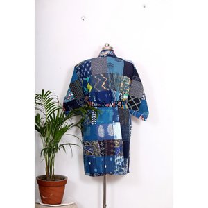 Kimono de Seda Bohemio Hecho a Mano en India con Parches Kantha, Elegante Ropa de Playa y Dormir para Mujer, Transpirable, con Cinturón y Lazos Delanteros - Product Image 6