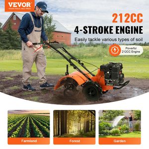 Cultivateur de jardin 212CC 4 temps avec 4 lames arrière réglables en acier pour pelouse et jardinage - Product Image 2