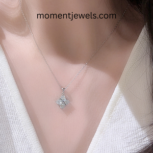 Silver Color Rhodium Plated Moissanite Pendant Necklace with Trendy Link Chain Round Stone Cross Design Jewelry for Women Gift - Product Image 5