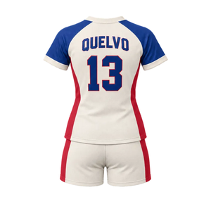 Maillot et short de football pour femmes, col en V, uniforme de sublimation personnalisé, kit d'équipe de football, bande latérale incurvée, taille élastique, respirant, professionnel - Product Image 2