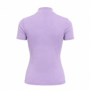 Camiseta Personalizada de Manga Corta con Cuello Redondo para Mujer, Color Lila Suave, Corte Clásico Ajustado, en Jersey de Algodón Elástico Suave - Product Image 2