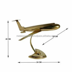 Antique Vintage Style Polished Brass Airplane Decor with Stand Metal <b>Tableware</b> Home Office Showpiece for Desk - Product Image 2