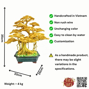 Árbol Bonsái Artificial Dorado Hecho a Mano de Aluminio Verde para Interiores, Árbol de la Suerte de 35x50x65cm para Decoración del Hogar, Navidad, Año Nuevo, Pascua - Product Image 2