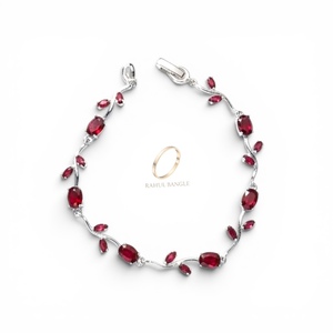 Pulsera de Cadena de Enredadera Roja con Tulipán de Circones Bañada en Plata de 18K, Joyería de Latón con Piedras para Mujer, Regalo de Aniversario, Tendencia Viral - Product Image 1