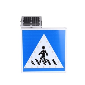 ป้ายไฟโซลาร์อะลูมิเนียมแบบกระพริบพร้อมไฟ LED สำหรับทางม้าลาย ป้ายเตือนการจราจรบนถนนแบบกระพริบพลังงานแสงอาทิตย์ - Product Image 1