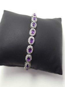 Pulsera de tenis ovalada de amatista púrpura africana natural, pulsera Princesa Púrpura Rivière, regalo de aniversario y cumpleaños - Product Image 4