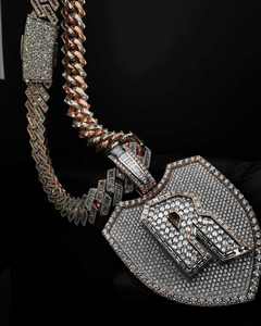 จี้ห้อยคอเงินแท้ 925 ประดับเพชรโมอิสซาไนต์ VVS รูปตัวอักษรและตัวเลขตามสั่ง สไตล์ฮิปฮอปสำหรับผู้ชาย - Product Image 3