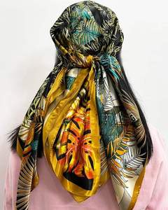 Élégant foulard carré en soie de mûrier pour femme, imprimé géométrique, respirant, luxe et mode - Product Image 3