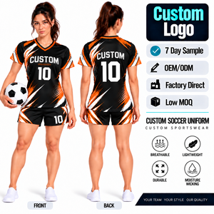 <b>Girls</b> Soccer Uniforms <b>Football</b> Jersey Pro Set Thick Padded Shirt Shorts Quick Dry Plus Size - Product Image 1