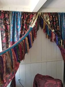 EthinicCraftHub 2 PCS Indian Silk Vintage Patchwork Boho Gypsy Hippy Bohemian Full Light Shading Eco-Friendly Dust <b>Curtain</b> - Product Image 2