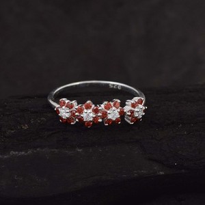 100% Pure Solid 925 Sterling <b>Silver</b> Red Garnet Gemstone Flower Design Fine <b>Ring</b> <b>Statement</b> Fine Jewelry Band <b>Ring</b> For Women Girls - Product Image 2