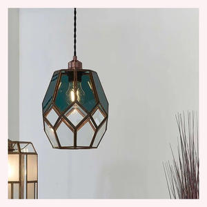 Lámpara Colgante de Cristal Transparente Soplado a Mano de Lujo con Acabado de Latón Vintage para Decoración del Hogar y Cafeterías - Product Image 2