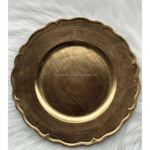 Assiette de présentation en laiton style floral 13 pouces, taille personnalisée, assiettes de luxe pour dîner, plat décoratif en métal, assiette de service alimentaire, décoration de mariage - Product Image 1