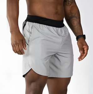 Shorts de jogging pour hommes personnalisés OEM de haute qualité, en tissu toile, avec cordon de serrage, pour l'été, vêtements de sport, logo uni, vente en gros - Product Image 1