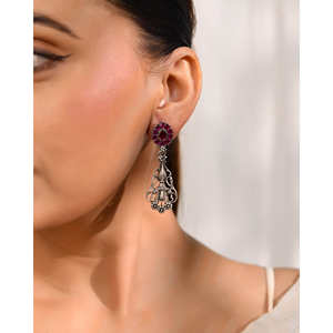 Pendientes de Plata de Moda Meera Jaipur Pushp Veena - Product Image 1