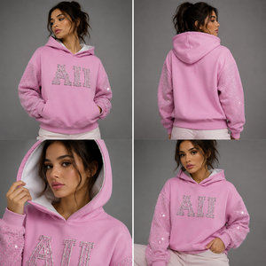 Sweat-shirts à capuche surdimensionnés de luxe pour hommes avec motifs graphiques et strass, en coton épais, style streetwear, broderie, fabricant de vêtements OEM sous marque privée - Product Image 2