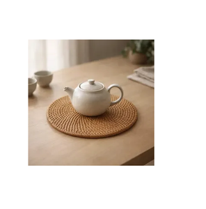 BOHO Rattan Trivet Mats And Pads <b>Table</b> <b>Protectors</b> Farmhouse Handwoven Rattan Trivet Placemats - Product Image 2