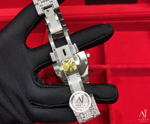 AARVA JEWELS นาฬิกาข้อมือแฟชั่นสำหรับทุกเพศ ตัวเรือนสแตนเลสทรงไม่สมมาตร หน้าปัดกระจกโมอิสซาไนต์หรูหรา ขนาด 38 มม. ระบบควอตซ์อะนาล็อก - Product Image 4