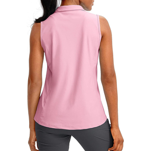 Chemise de golf sans manches pour femmes, impression numérique de haute qualité, demi-zip, respirante, confortable, tissu jersey tricoté, séchage rapide - Product Image 2