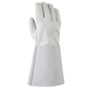 Gants de soudage en cuir blanc à manchette longue, résistants à la chaleur, pour la protection des travaux de soudage et de réparation industrielle - Product Image 1