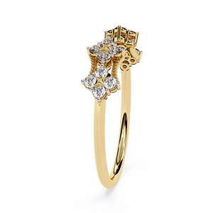 Anillo Espaciador Abierto de Oro Amarillo de 18K con Diamantes Naturales en Forma de Flor, Anillo Brillante Redondo de Oro Sólido de 18k, Anillo de Compromiso, Anillo de Boda - Product Image 3