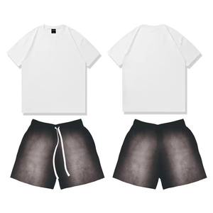 Ensemble de survêtement personnalisé 2026 pour homme, avec strass, effet vintage délavé, comprenant un t-shirt court et un short de jogging, 2 pièces - Product Image 6