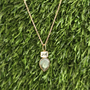 Natural Rainbow Elegant Moonstone Fire Labradorite Bezel Set Pendant Charms Brass 18k Gold Plated Fashion Chain Style Necklace - Product Image 5