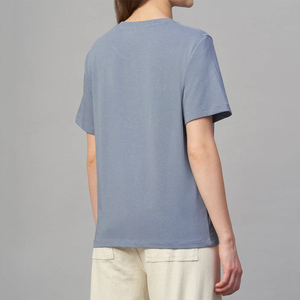 Camiseta de manga corta para mujer con logotipo personalizado, color sólido, venta al por mayor, ropa informal, camisetas transpirables de alta calidad que absorben la humedad - Product Image 3