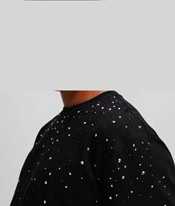 Sudaderas con capucha y Camiseta de algodón 100% de alta calidad para hombre con diseño personalizado de trabajo de diamantes de imitación de alta calidad - Product Image 6