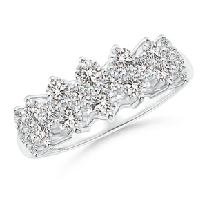 Round Cut Lab Grown Diamond Multi <b>Row</b> Band Ring in 10K/14K/18K Gold & Sterling Silver Rhodium Plated Engagement <b>Gift</b> Jewelry - Product Image 2