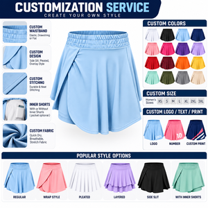 Custom <b>Women's</b> Wrap Flared Sports Skirt Lightweight Athletic Training <b>Skort</b> Elastic Waist Tennis Skirt OEM ODM Wholesale - Product Image 4