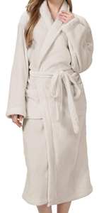 Bata de baño de felpa tejida para mujer, suave, cálida, de secado rápido, de alta calidad, lisa, de longitud completa - Product Image 4