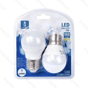 หลอดไฟ LED G45 7W E27 6400K คูลไวท์ 560 ลูเมน แพ็ค 2 หลอด - Product Image 1